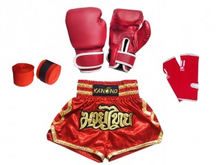 Complete Bundle Set of Muay Thai for Kids : 121-Red