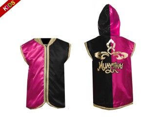 Kanong Custom Muay Thai Hoodies for Children : KNHODKID-121-Rose-Black Kanong Custom Muay Thai Hoodies for Children : KNHODKID-121-Rose-Black