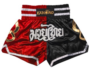 Kanong Muay Thai Shorts : KNS-143-Red-Black Kanong Muay Thai Shorts : KNS-143-Red-Black