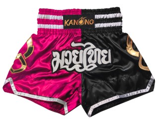 Kanong Muay Thai Shorts : KNS-143-Rose-Black Kanong Muay Thai Shorts : KNS-143-Rose-Black