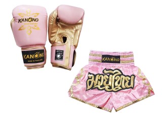 Bundle - Boxing Gloves + Custom Muay Thai Shorts : KNS-121-Pink Bundle - Boxing Gloves + Custom Muay Thai Shorts : KNS-121-Pink
