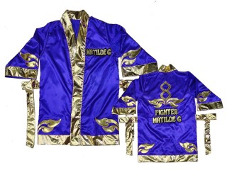 Customize Muay Thai Boxing Robe: KNFIRCUST-001-Blue Customize Muay Thai Boxing Robe: KNFIRCUST-001-Blue