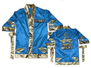 Customize Muay Thai Boxing Robe: KNFIRCUST-001-Skyblue Customize Muay Thai Boxing Robe: KNFIRCUST-001-Skyblue