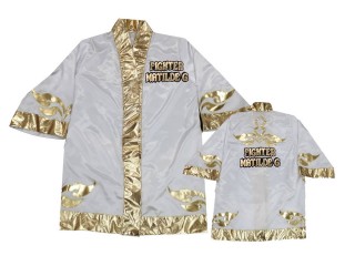 Kanong Muay Thai Boxing Robe: KNFIRCUST-001-WhiteCustomize Kanong Muay Thai Boxing Robe: KNFIRCUST-001-WhiteCustomize