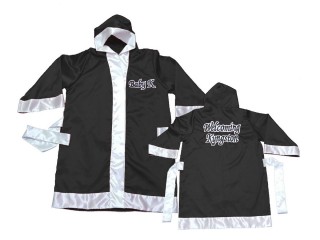 Customize Muay Thai Boxing Robe: KNFIRCUST-002-Black Customize Muay Thai Boxing Robe: KNFIRCUST-002-Black