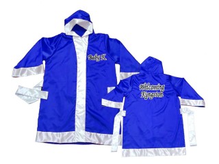 Customize Muay Thai Boxing Robe: KNFIRCUST-002-Blue Customize Muay Thai Boxing Robe: KNFIRCUST-002-Blue