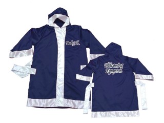Customize Muay Thai Boxing Robe: KNFIRCUST-002-Navy Customize Muay Thai Boxing Robe: KNFIRCUST-002-Navy