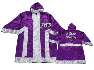 Customize Muay Thai Boxing Robe: KNFIRCUST-002-Purple Customize Muay Thai Boxing Robe: KNFIRCUST-002-Purple