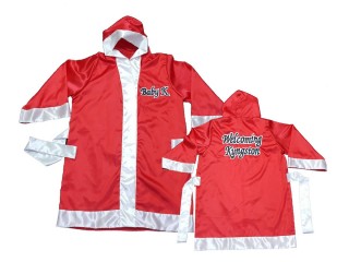 Customize Muay Thai Boxing Robe: KNFIRCUST-002-Red Customize Muay Thai Boxing Robe: KNFIRCUST-002-Red