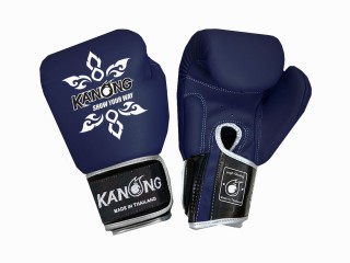 Kanong Real Leather Muay Thai Boxing Gloves : Navy Silver Tattoo Kanong Real Leather Muay Thai Boxing Gloves : Navy Silver Tattoo