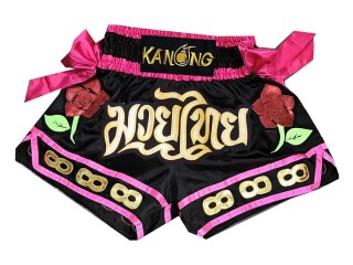 Kanong Muay Thai Boxing Shorts : KNS-129-Black Kanong Muay Thai Boxing Shorts : KNS-129-Black