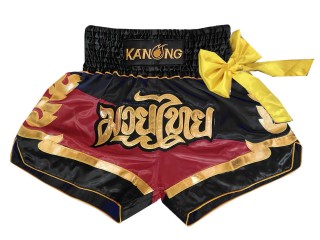 Kanong Muay Thai Boxing Shorts : KNS-130-Black-Maroon Kanong Muay Thai Boxing Shorts : KNS-130-Black-Maroon