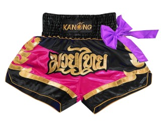 Kanong Muay Thai Boxing Shorts : KNS-130-Black-Pink Kanong Muay Thai Boxing Shorts : KNS-130-Black-Pink