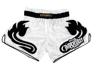 Kanong Retro Muay Thai Shorts : KNSRTO-209-White Kanong Retro Muay Thai Shorts : KNSRTO-209-White