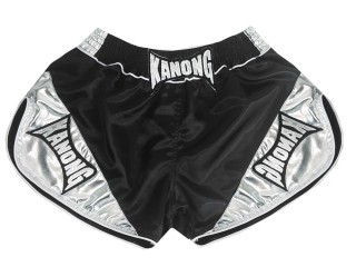 Kanong Women Boxing Shorts : KNSRTO-201-Black-Silver Kanong Women Boxing Shorts : KNSRTO-201-Black-Silver
