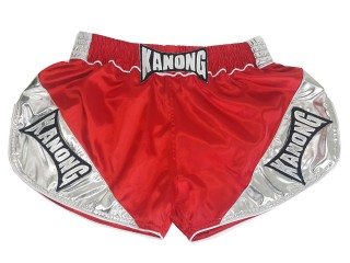 Kanong Women Boxing Shorts : KNSRTO-201-Red-Silver Kanong Women Boxing Shorts : KNSRTO-201-Red-Silver