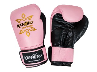 Kanong Real Leather Muay Thai Boxing Gloves : Pink/Black Kanong Real Leather Muay Thai Boxing Gloves : Pink/Black