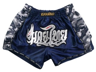 Kanong Retro Muay Thai Shorts : KNSRTO-231-Navy Kanong Retro Muay Thai Shorts : KNSRTO-231-Navy