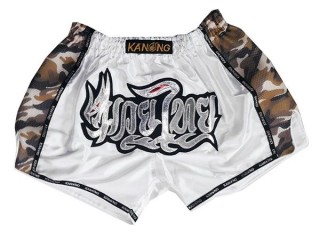 Kanong Retro Muay Thai Shorts : KNSRTO-231-White Kanong Retro Muay Thai Shorts : KNSRTO-231-White