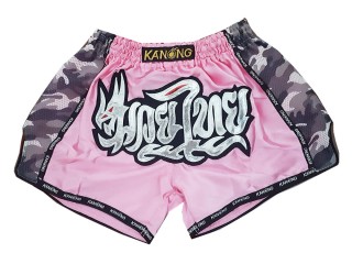 Kanong Retro Muay Thai Shorts : KNSRTO-231-Pink Kanong Retro Muay Thai Shorts : KNSRTO-231-Pink